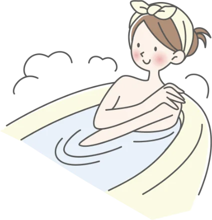 外側から温める方法：ぬるめのお風呂